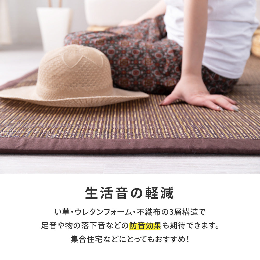 中材にウレタンを約15mm入れた3層構造のい草ラグ 仙名