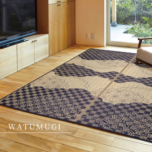 モダンな感覚が宿る鹿児島県奄美汪島の特産「大島紬」をイメージしたい草ラグ WATSUMUGI