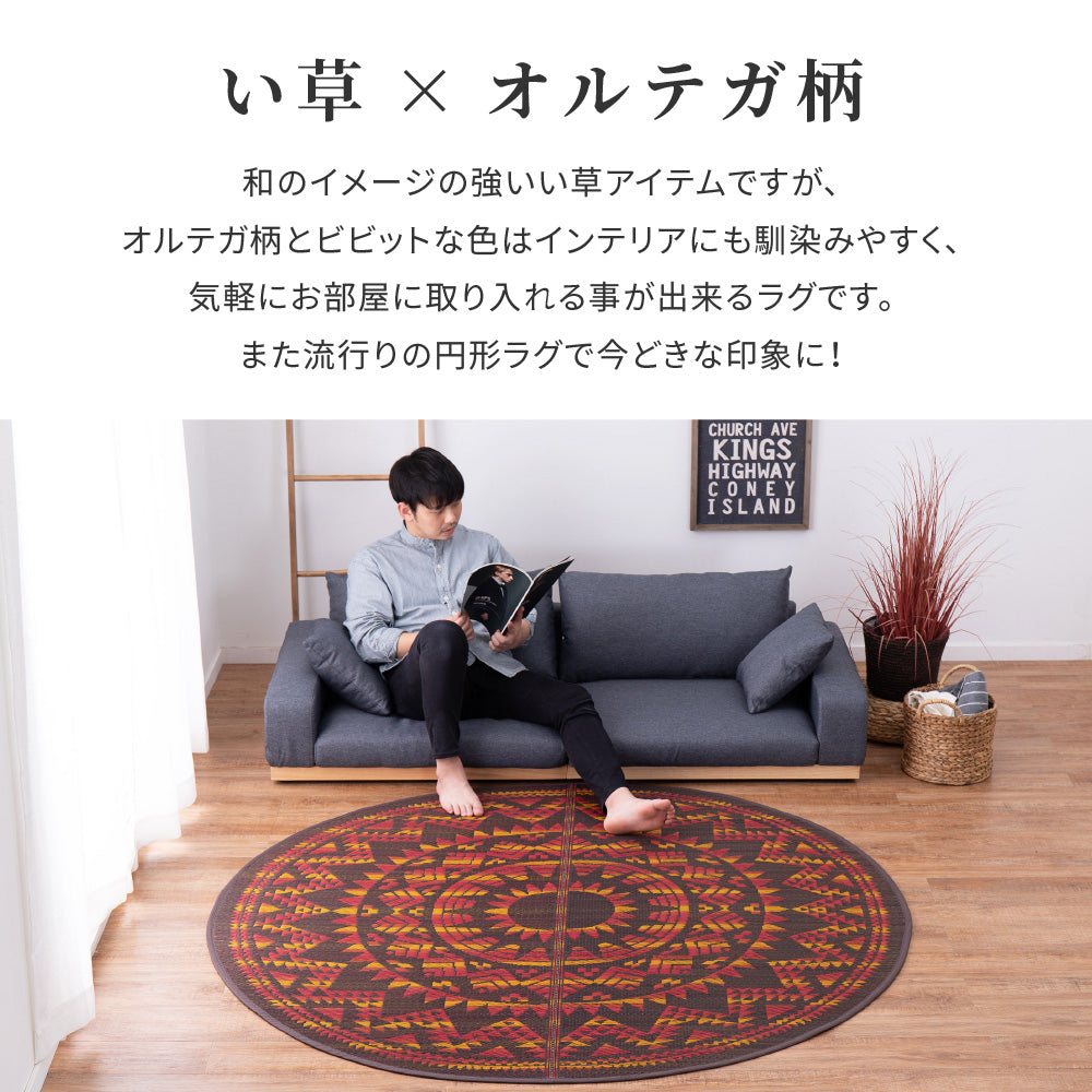アズテック柄を取り入れた男前い草ラグ アステカ