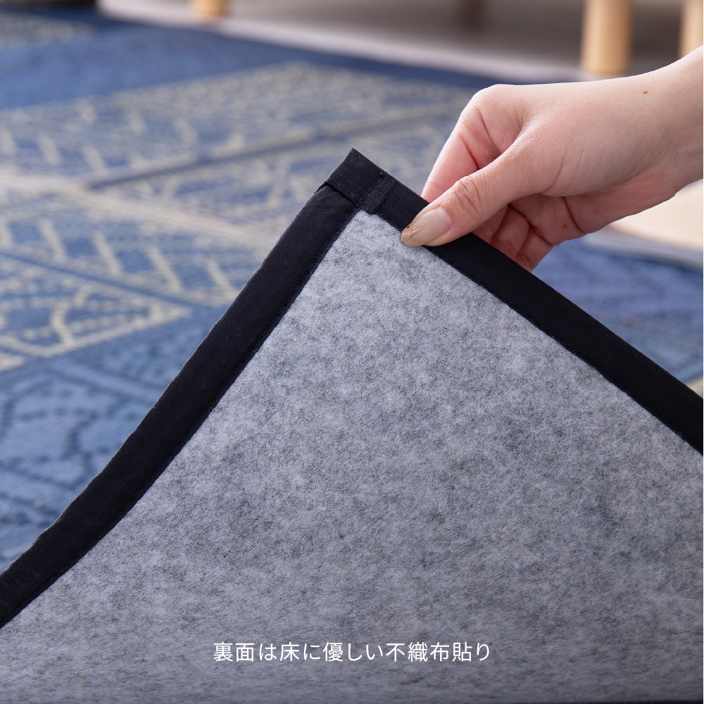 古くから着物などの型染に用いられる「伊勢型紙」を表現したい草ラグ 伊勢