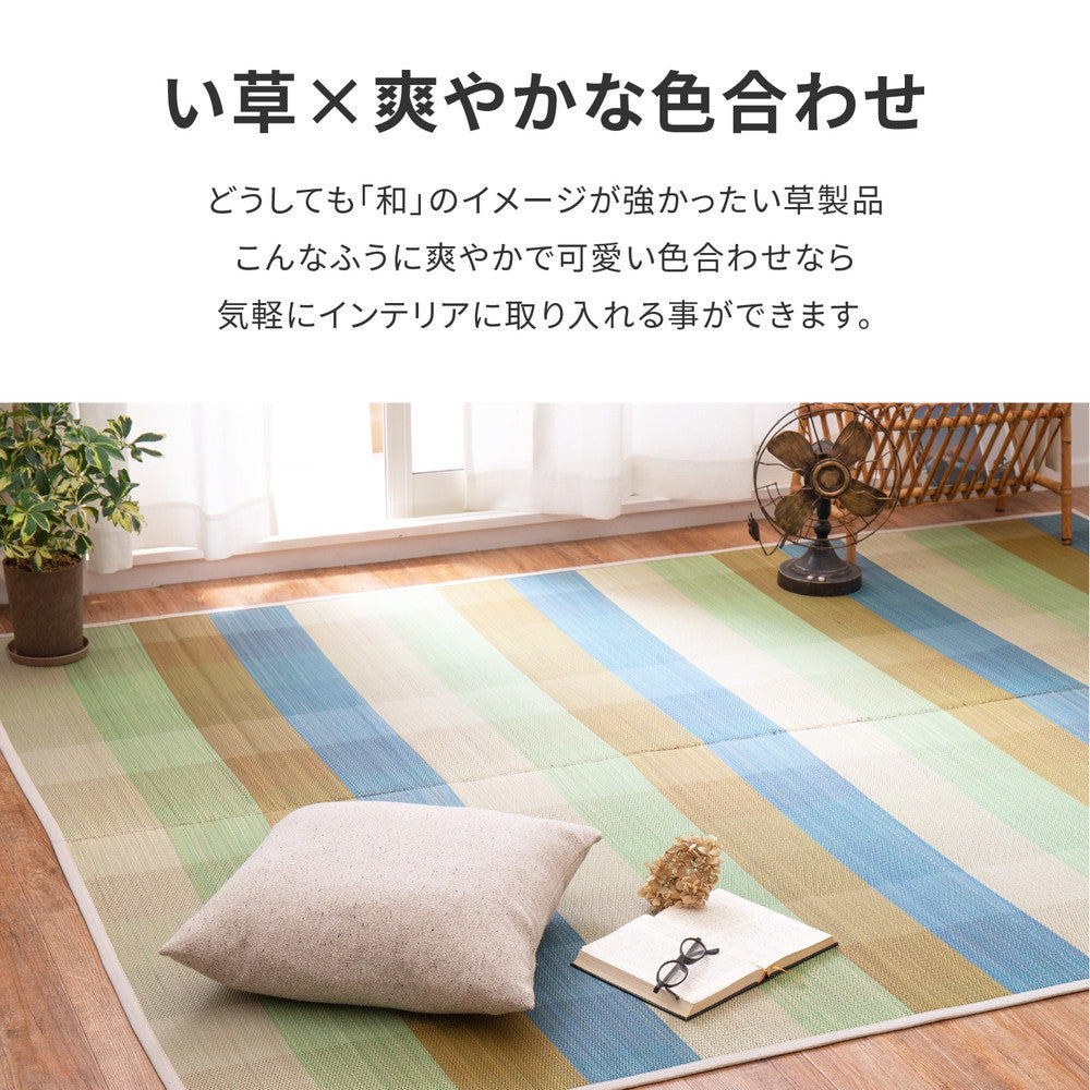 大きめチェックが人気のい草ラグ チェッカーII
