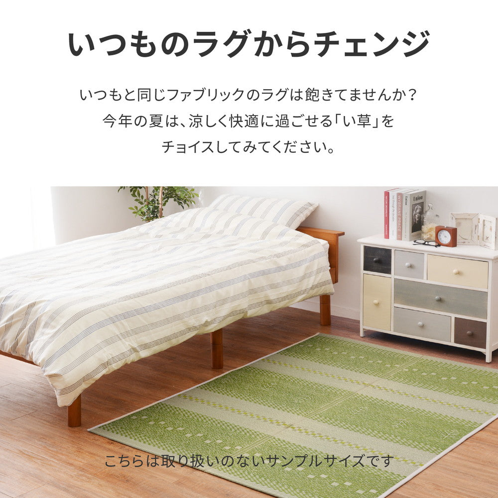 流行りのギャッベ柄ボーダーい草ラグ