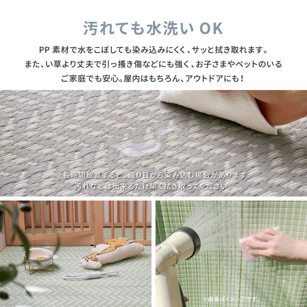 パステルカラーがかわいい水洗い出来るPP素材のい草風カーペット パスラッシュ
