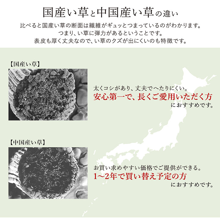 お部屋に合わせて好きな色を選べる無地調の純国産い草ラグ カーペット