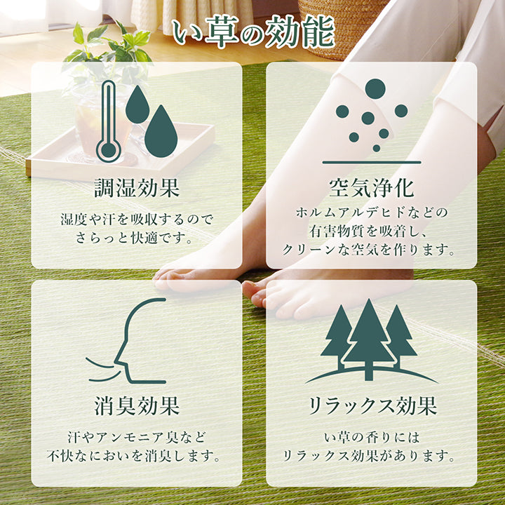 お部屋に合わせて好きな色を選べる無地調の純国産い草ラグ カーペット