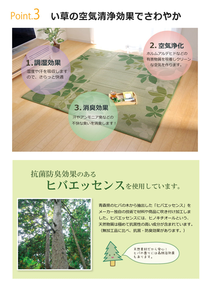 リーフをデザインしたシンプルでカジュアルない草ラグ