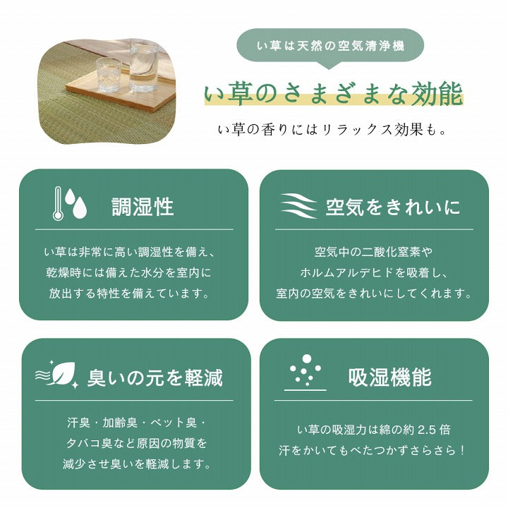 水をこぼしてもふき取るだけ、はっ水機能付きのい草ラグ・カーペット