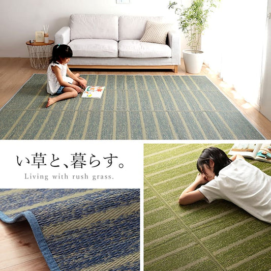 どんなお部屋にも合わせやすいシンプルなデザインのい草ラグ