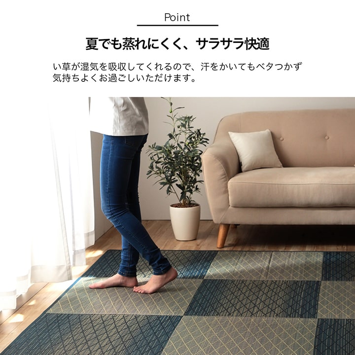 い草 ラグ カーペット シンプル 格子 消臭 抗菌防臭 ふっくら 滑り止め 不織布