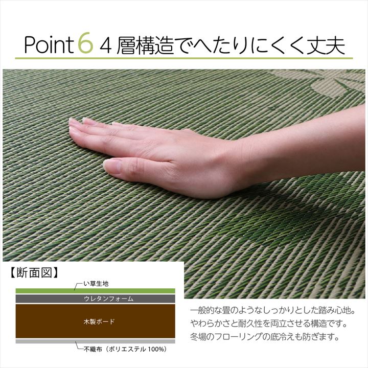 敷き方や向きによって柄の見え方が変わる手軽に模様替えができる大きなリーフ柄が特徴の置き畳