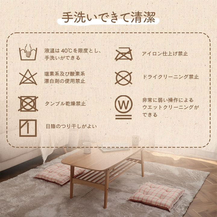 日本製綿100%洗えるシートクッション エミリー