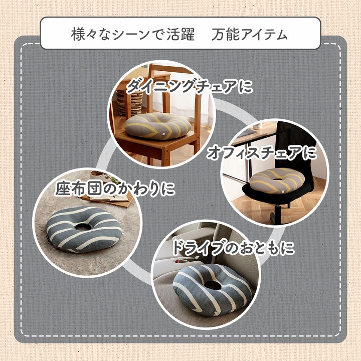 日本製綿100%洗える穴あき円座クッションクッション ポール