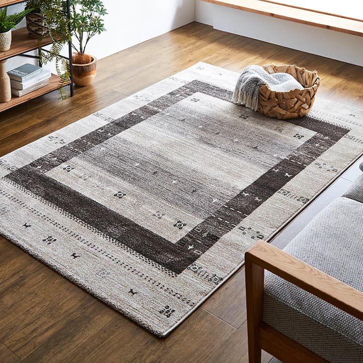 トルコ製 人気のギャベ柄の耐久性のあるウィルトン織りラグ トレラ