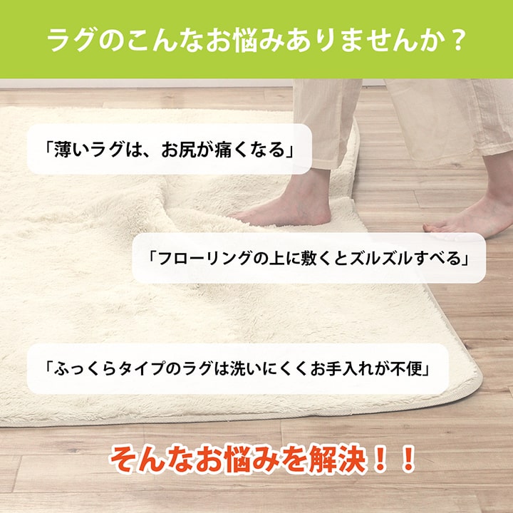滑りにくい防音へたりにくいボリューム床暖房 ホットカーペット対応下敷きラグ ナイス