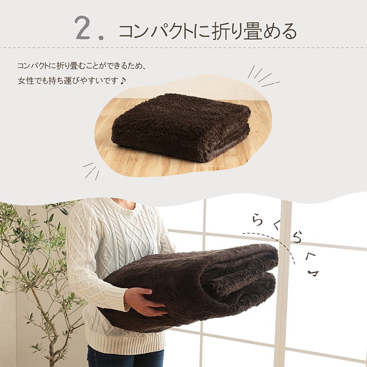 オールシーズン使えるふわさらな触り心地の洗えるホットカーペット対応コンパクトラグ フィリップ2