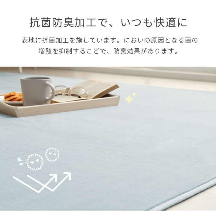 生地に抗菌・防臭加工を施した、なめらかタッチの洗えるサイズ豊富な円形サイズもあるラグカーペット ピオニー2