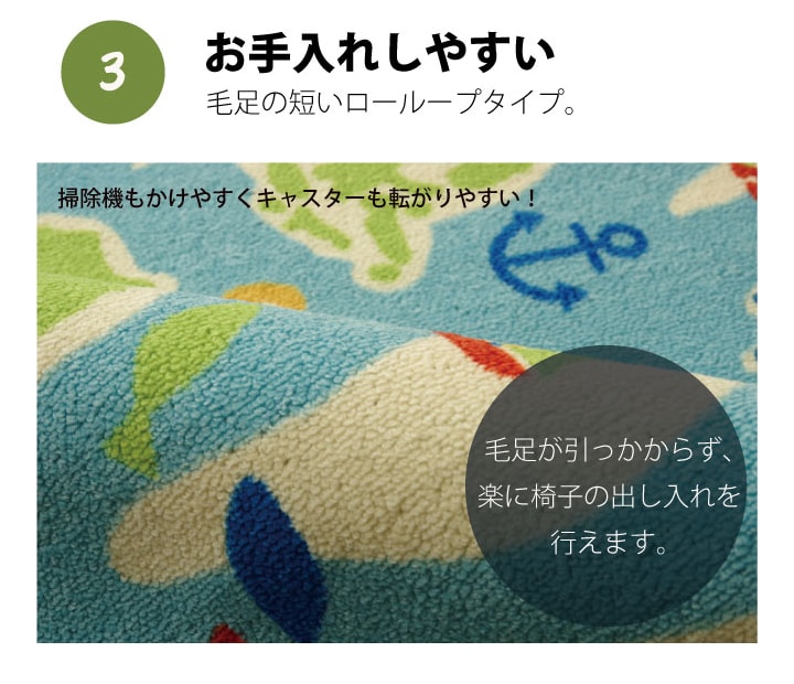 世界地図柄が特徴!学習机用のデスクカーペット ワールド