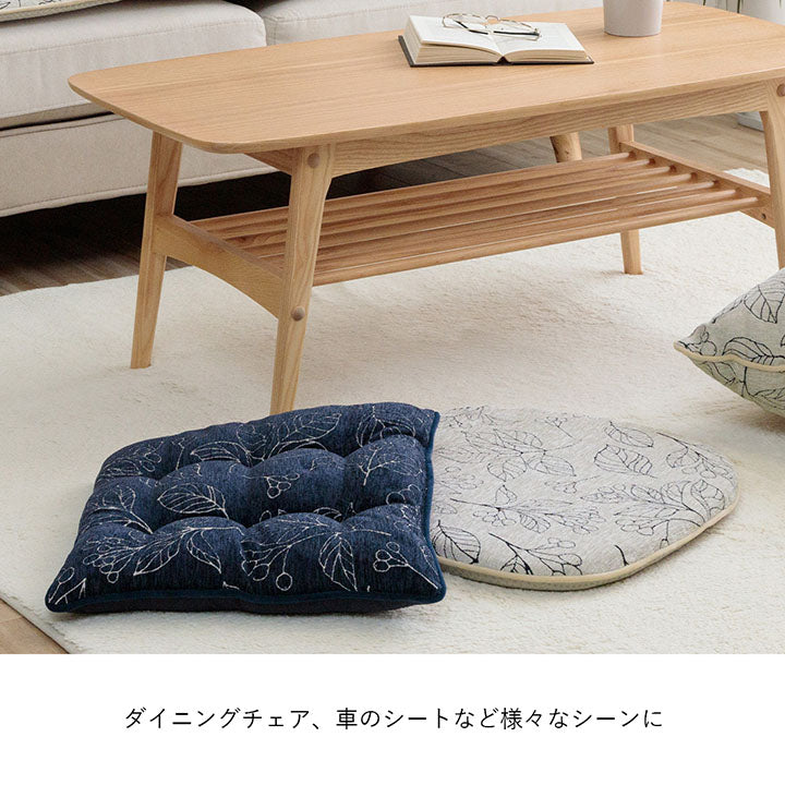 高級感あふれるシェニールジャガード生地を使用した日本製ボタニカルテイストな洗えるバテイクッション ブラン