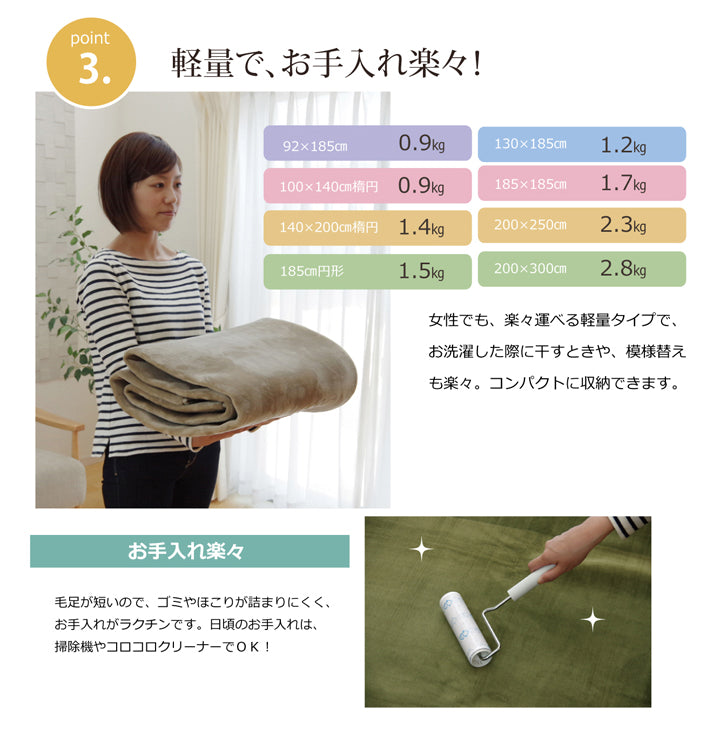 生地に抗菌・防臭加工を施した、なめらかタッチのラグカーペット ピオニー
