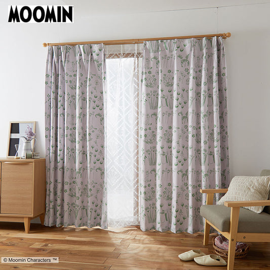 【MOOMIN ムーミン】ミムラねえさんとちびのミイが森の中でかくれんぼ 2級遮光カーテン HIDE AND SEEK - ハイアンドシーク ピンク 幅100×丈135~200cm(1枚入)