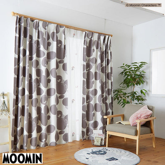 【MOOMIN ムーミン】ちびのミイを探すムーミンとミムラねえさん 2級遮光カーテン ROCK PATTERN - ロックパターン ダークグレー