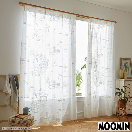 【MOOMIN ムーミン】結婚のお祝いで船に浮かぶエピックシーン EPIC - エピック ホワイト 幅100×丈133~198cm(1枚入)