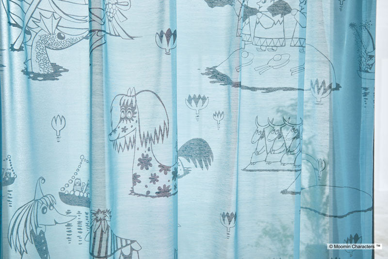 【MOOMIN ムーミン】結婚のお祝いで船に浮かぶエピックシーン EPIC - エピック ブルー 幅100×丈133~198cm(1枚入)