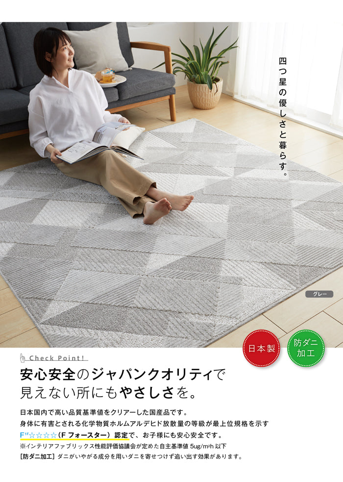 ガラスや氷の煌めきを織りならではの手法で表現した防ダニ加工のおしゃれな日本製ラグ Fragile -フラジール