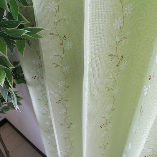 かわいい花柄をあしらった2級遮光カーテン Lode - ローデ グリーン