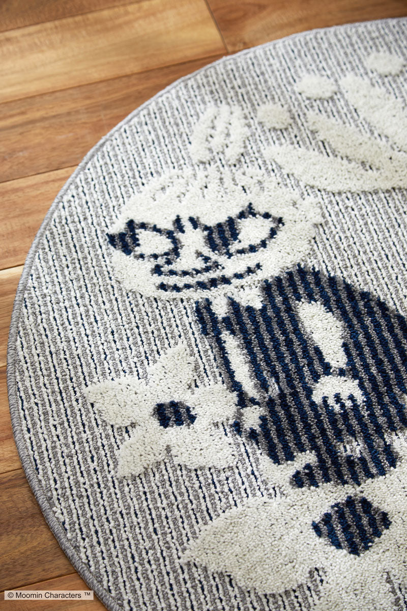 【MOOMIN ムーミン】小花に囲まれて遊んでいるちびのミイの円形ラグ M KOBANA RUG - M コバナラグ ミー