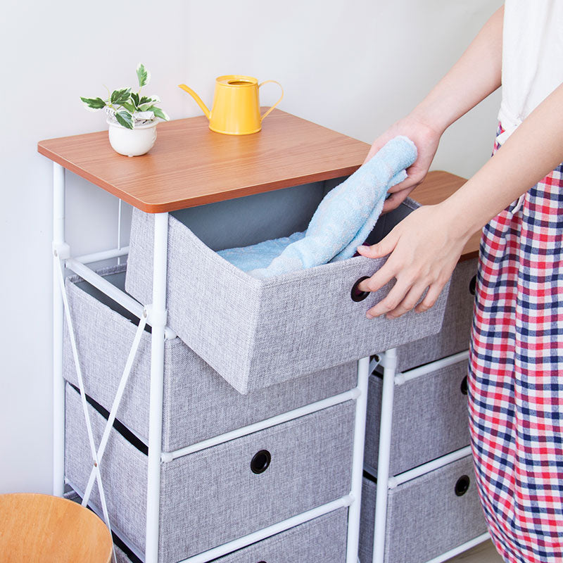 組み立てカンタンで折り畳みできる3段チェスト