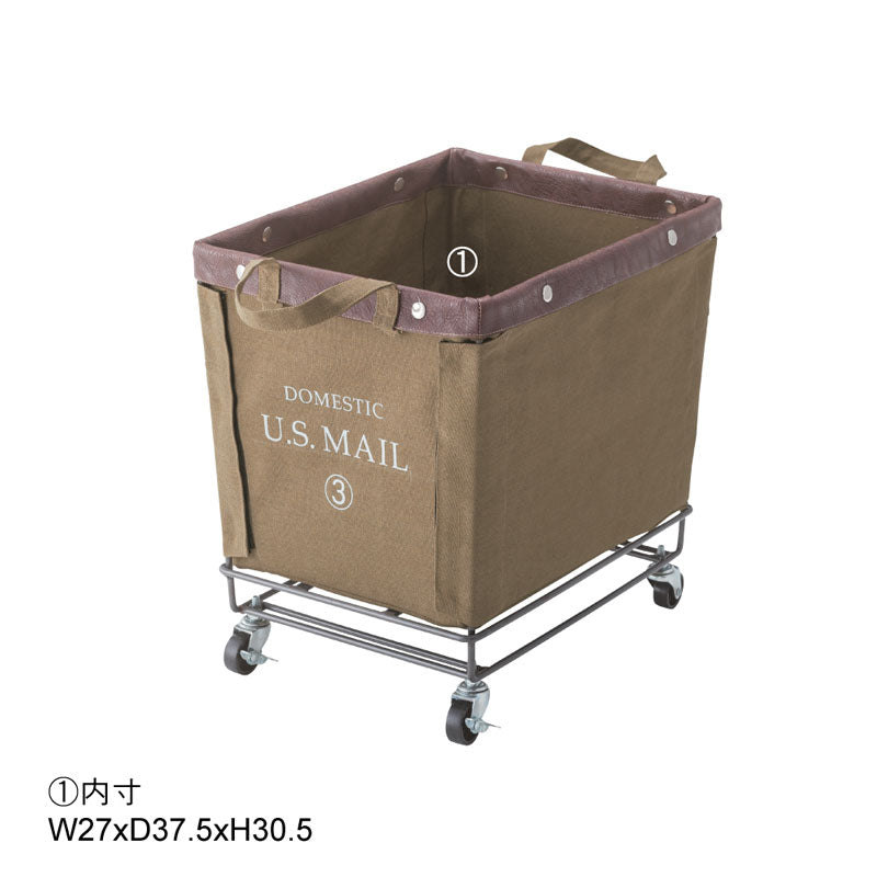 収納たっぷりでマルチに使える US MAIL バスケットワゴン