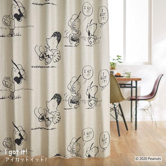 スヌーピーのキャラクターがデザインされた遮光カーテン I got it! - アイガットイット! ベージュ