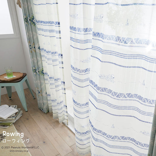 【SNOOPY スヌーピー】マリンボーダーのレーンでカヌーを漕ぐスヌーピーたち Rowing - ローウィング 幅100×丈133~198cm(1枚入)