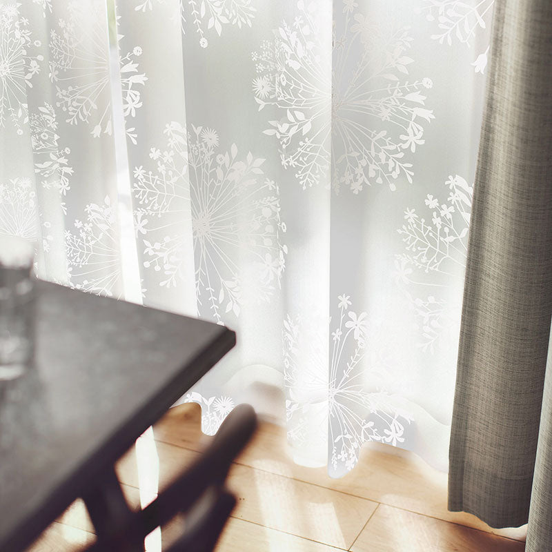 北欧カーテンシリーズ キレイなシルエットの植物を大胆かつ繊細に並べたボイルレースカーテン KUKKA VOILE - クッカボイル
