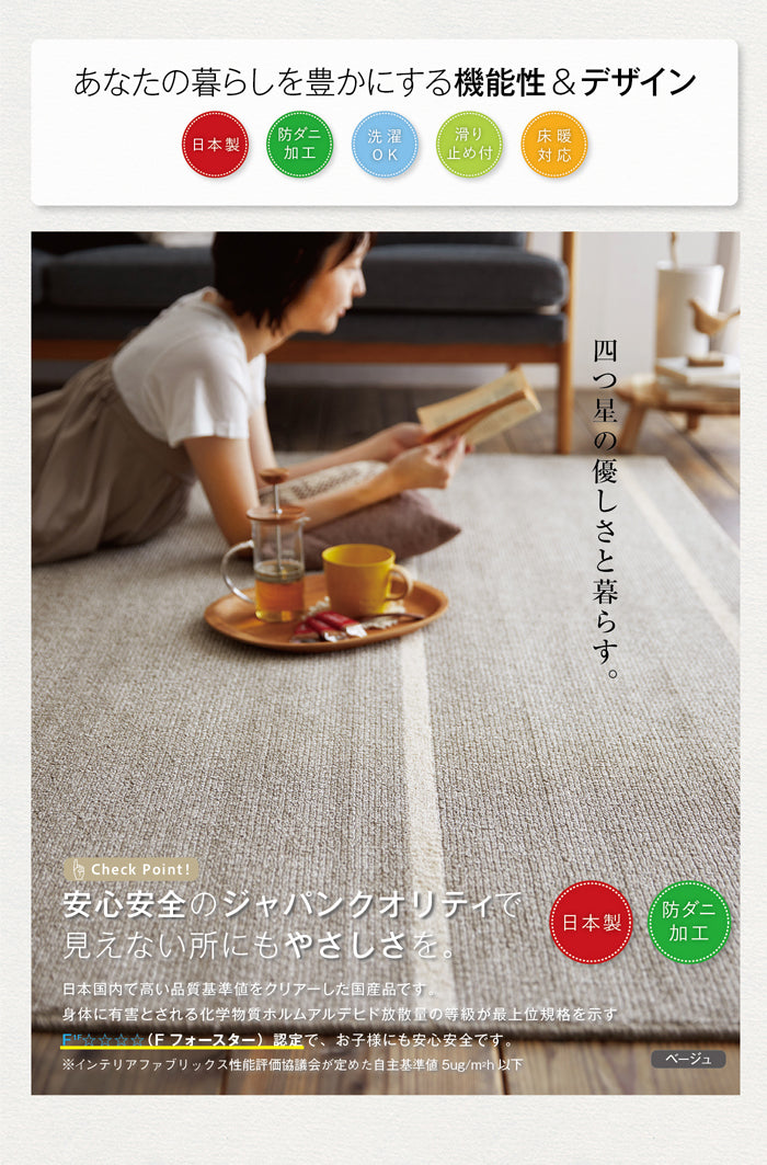 オールシーズン快適に使える機能性とストライプが魅力的なモダンデザイン洗えるラグ Ardi - アルディ