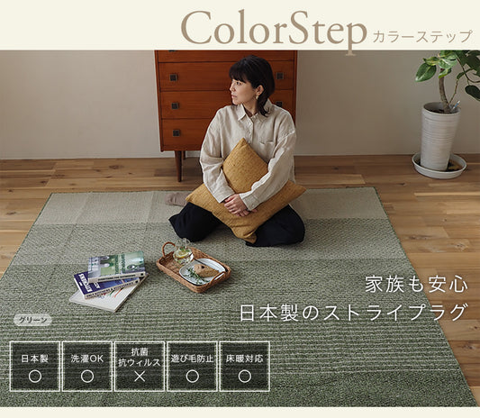 オールシーズン洗える日本製ラグ カラーステップ