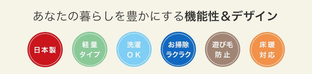 オールシーズン洗える日本製ラグ カラーステップ
