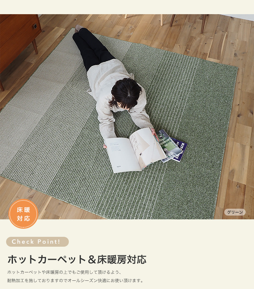オールシーズン洗える日本製ラグ カラーステップ