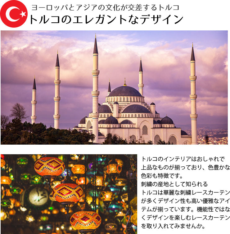 エレガントな刺繍がキレイなデザインのレースカーテン Iznik - イズニク