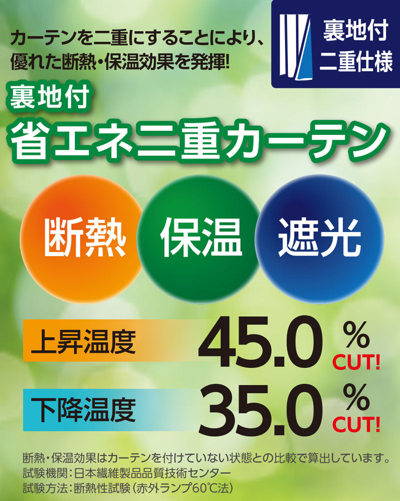 【裏地付き】高級感漂うエレガントでスタイリッシュなデザイン!保温性の高い裏地付き遮光カーテン Rudy - ルディー グリーン(1枚入り)