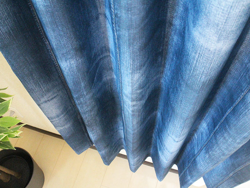 ヴィンテージデニムデザインのデニムは履くを覆す2級遮光カーテン<Denim - デニム ネイビー>