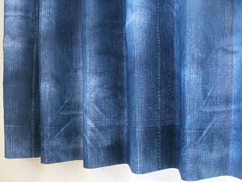 ヴィンテージデニムデザインのデニムは履くを覆す2級遮光カーテン<Denim - デニム ネイビー>