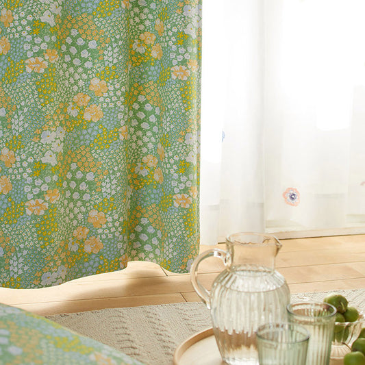 北欧カーテンシリーズ 水彩画の色の移り変わりが繊細な遮光カーテン幅100×丈135~200cm(1枚入) Ohanabatake - オハナバタケ ライトグリーン