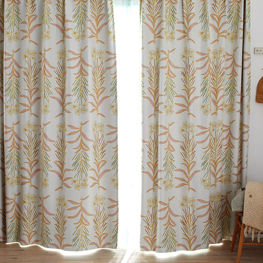 北欧カーテンシリーズ 繊細なラインで描いた品のあるフラワー柄の遮光カーテン幅100×丈135~200cm(1枚入) Glasse - グラッセ イエロー