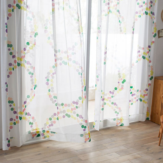 北欧カーテンシリーズ ミックスカラーが可愛いサークルパターンのデザインボイルレースカーテン Popolo VOILE - ポポロ