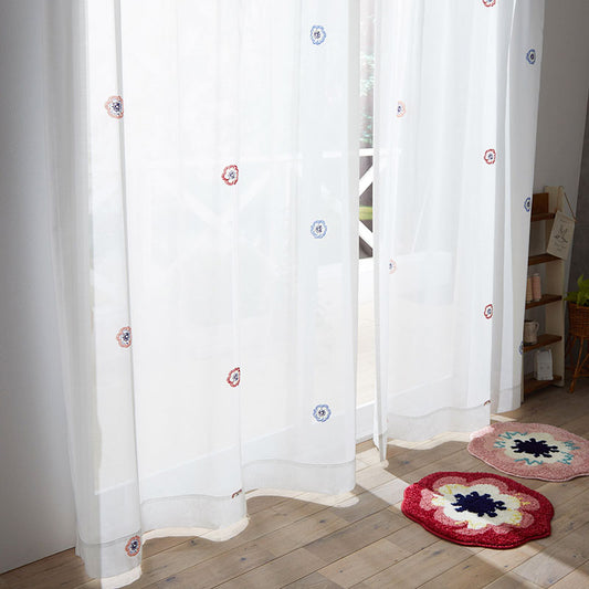 北欧カーテンシリーズ コクリコの花を立体感のある刺繍を施したデザイン刺繍レースカーテン Rico VOILE - リコボイル レース