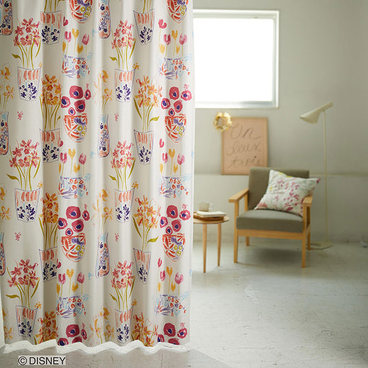 【Disney】カラフルな植木鉢でミッキーとミニーが遊んでいる遮光カーテン MICKEY Flower vase Mickey with Minnie - ミッキー フラワーベースミッキーウィズミニー ピンク 幅100×丈135~200cm(1枚入)
