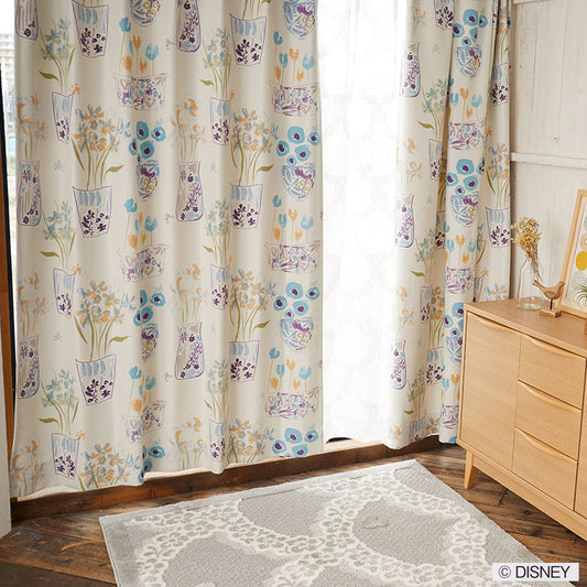 【Disney】カラフルな植木鉢でミッキーとドナルドが遊んでいる遮光カーテン MICKEY Flower vase Mickey with Donald - ミッキー フラワーベースミッキーウィズドナルド ライトブルー 幅100×丈135~200cm(1枚入)