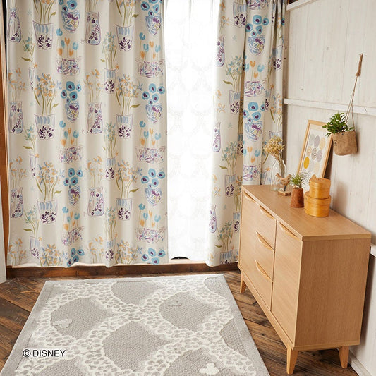 【Disney ディズニー】カラフルな植木鉢でミッキーとドナルドが遊んでいる遮光カーテン MICKEY Flower vase Mickey with Donald - ミッキー フラワーベースミッキーウィズドナルド ライトブルー